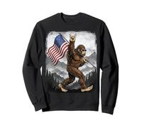 Bigfoot Rock On Hand - Letrero de Bandera Estadounidense del 4 de Julio de Estados Unidos Sudadera