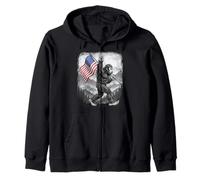 Bigfoot Rock On Hand - Letrero de Bandera Estadounidense del 4 de Julio de Estados Unidos Sudadera con Capucha