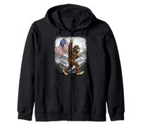 Bigfoot Rock On Hand - Letrero de Bandera Estadounidense del 4 de Julio de Estados Unidos Sudadera con Capucha