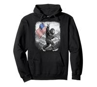 Bigfoot Rock On Hand - Letrero de Bandera Estadounidense del 4 de Julio de Estados Unidos Sudadera con Capucha