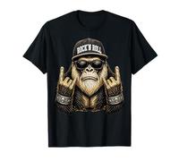 Bigfoot Rock On Sasquatch Heavy Metal Rocker Vibes Camiseta