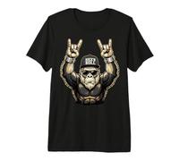 Bigfoot Rock On Sasquatch Heavy Metal Rocker Vibes Camiseta Premium