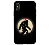 Bigfoot Santa Christmas Tree Lights Funny Xmas Carcasa para iPhone X/XS