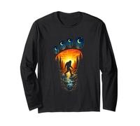 Bigfoot Sasquatch Bosque Huella Naturaleza Escena Manga Larga