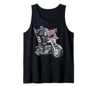 Bigfoot Sasquatch conduciendo una Motocicleta, diseño patriótico de EE. UU. Camiseta sin Mangas