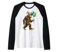 Bigfoot Sasquatch It's My Birthday Party - Sombrero Divertido con Globos Camiseta Manga Raglan