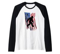 Bigfoot Sasquatch Petardo American USA Divertido 4 de julio Camiseta Manga Raglan