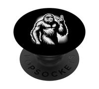 Bigfoot Sasquatch Rock and Roll - Cuernos de Metal Pesado PopSockets PopGrip Adhesivo
