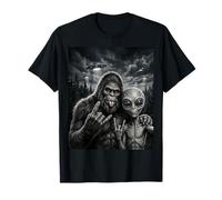 Bigfoot Sasquatch Selfie Rock En UFO Divertido Camiseta