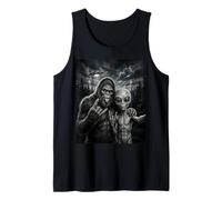 Bigfoot Sasquatch Selfie Rock En UFO Divertido Camiseta sin Mangas