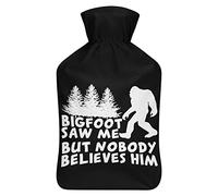 Bigfoot Saw Me - Botella de agua de goma con cubierta de felpa suave, bolsa de agua caliente para invierno, manos y pies, protección contra el frío, 1000 ml