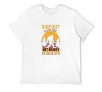 Bigfoot Saw Me Sasquatch Believer Men's T-Shirt Unisex White Cotton Print tee Shirts 3XL