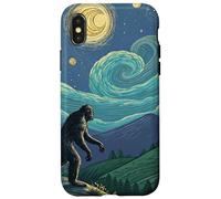 Bigfoot se encuentra con un OVNI bajo un cielo estrellado remolino Carcasa para iPhone X/XS