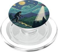 Bigfoot se encuentra con un OVNI bajo un cielo estrellado remolino PopSockets PopGrip para MagSafe