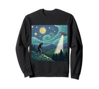 Bigfoot se encuentra con un OVNI bajo un cielo estrellado remolino Sudadera