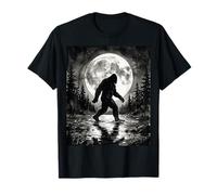 Bigfoot Silhouette Sasquatch Lago Bosque Iluminado por la Luna Camiseta