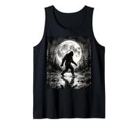 Bigfoot Silhouette Sasquatch Lago Bosque Iluminado por la Luna Camiseta sin Mangas