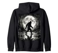 Bigfoot Silhouette Sasquatch Lago Bosque Iluminado por la Luna Sudadera con Capucha