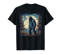Bigfoot Starry Night Sasquatch Van Gogh Painting Camiseta
