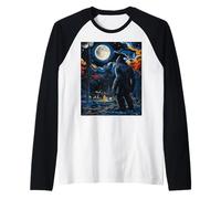 Bigfoot Starry Night - Van Gogh Inspired Sasquatch Art tee Camiseta Manga Raglan