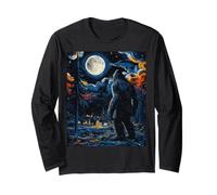 Bigfoot Starry Night - Van Gogh Inspired Sasquatch Art tee Manga Larga