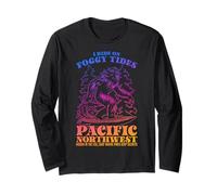 Bigfoot Surfing I Ride On Foggy Tides Pacific Northwest Manga Larga