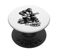 Bigfoot Tocando el Ukelele por Campfire Funny Sasquatch PopSockets PopGrip Adhesivo