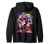 Bigfoot Tocando Guitarra Póster Estilo Colorido Pintura Salpicadura Sudadera con Capucha