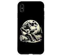 Bigfoot tocando la guitarra bajo luna llena en bosque de pinos naturaleza Carcasa para iPhone XS Max