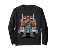 Bigfoot Truck Driver Sasquatch Semi Trucking Papá Día del Padre Manga Larga