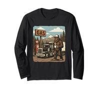 Bigfoot Trucker Retro Sasquatch Road Legend Manga Larga