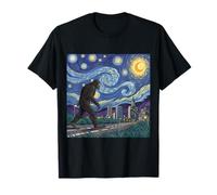Bigfoot Vaga Ciudad Bajo Cielo Nocturno Estrellado Camiseta