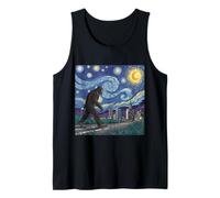Bigfoot Vaga Ciudad Bajo Cielo Nocturno Estrellado Camiseta sin Mangas