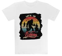 Bigfoot Vamos A Pescar Camiseta Blanca para Niños Camiseta De Manga Corta para Niños Kids White tee Children Short Sleeve T-Shirt