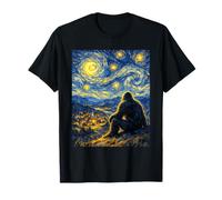 Bigfoot Van Gogh Noche Estrellada disfrutando de un Pueblo mágico Tranquilo Camiseta
