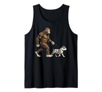 Bigfoot Walking American Bully Dog, Divertido Amante de Las Mascotas Sasquatch Camiseta sin Mangas