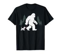 Bigfoot Walking Beagle Sasquatch con Perro Beagle Divertido Camiseta