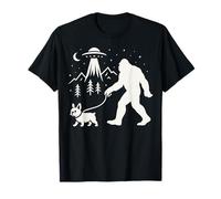 Bigfoot Walking Bulldog Francés Divertido OVNI Alien Sasquatch Camiseta