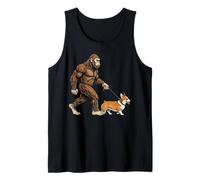 Bigfoot Walking Corgi, Divertido Amante de Las Mascotas Sasquatch Camiseta sin Mangas