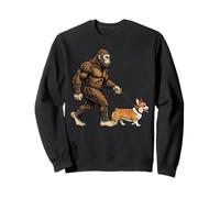 Bigfoot Walking Corgi, Divertido Amante de Las Mascotas Sasquatch Sudadera