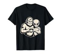 Bigfoot y Alien Amistad Amor Paranormal Sasquatch OVNI Camiseta