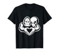 Bigfoot y Alien Amistad Amor Paranormal Sasquatch OVNI Camiseta