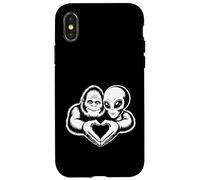 Bigfoot y Alien Amistad Amor Paranormal Sasquatch OVNI Carcasa para iPhone X/XS