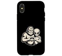 Bigfoot y Alien Amistad Amor Paranormal Sasquatch OVNI Carcasa para iPhone X/XS