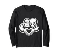 Bigfoot y Alien Amistad Amor Paranormal Sasquatch OVNI Manga Larga
