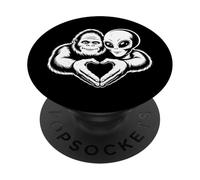 Bigfoot y Alien Amistad Amor Paranormal Sasquatch OVNI PopSockets PopGrip Adhesivo