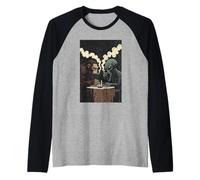 Bigfoot y Alien Jugando Ajedrez Fumar Cigarrillos Camiseta Manga Raglan
