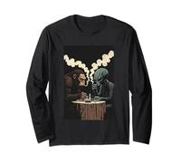 Bigfoot y Alien Jugando Ajedrez Fumar Cigarrillos Manga Larga