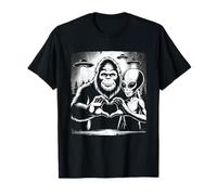 Bigfoot Y Alien Love Hand Sign Sasquatch OVNI Paranormal Camiseta