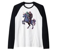 Bigfoot y Alien Rides Unicorn Area 51 Camiseta Manga Raglan